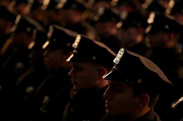 NYPD officers at graduation from the police academy